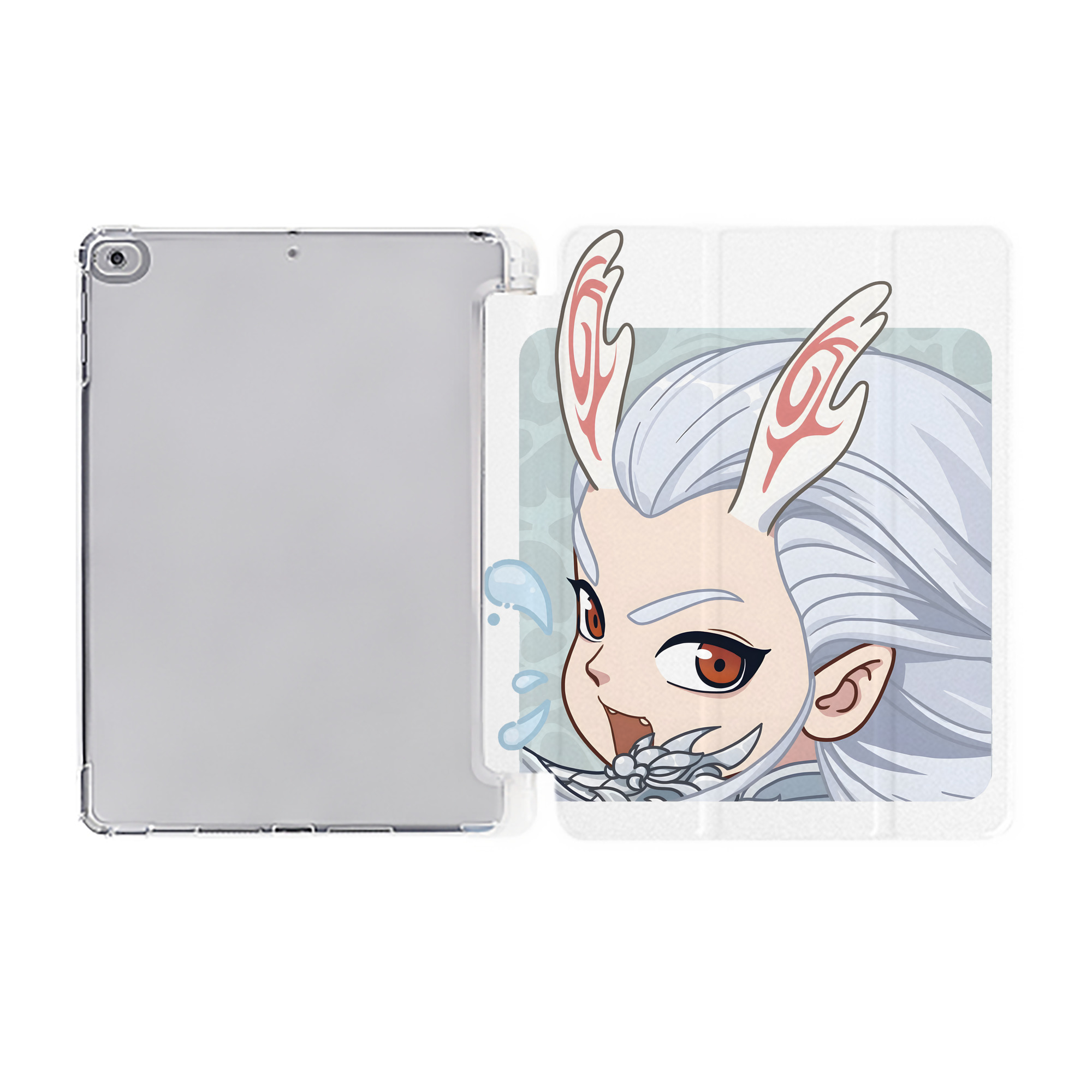 （画像用） Ne Zha 2 ナタ 魔童の大暴れ IPad ケース ペン収納付き 三つ折りスタンド PUレザー×シリコン 対応機種9.5/10.5/10.9インチ